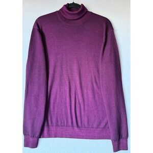 Ferrante‎ Sweater Women Medium Purple Turtle Neck  100% Extra Fine Merino Wool